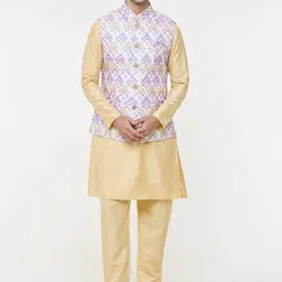 Arihant Rai Sinha Pure Silk Woven Design Mandarin Collar Nehru Jacket-19