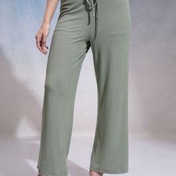 Tokyo Talkies Women Solid Wide Leg Trousers-image-61