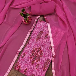 SHADOW & SAINING Embroidered Silk Georgette Unstitched Dress Material-picture-25