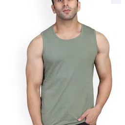 SLOWLORIS Pack Of 2 Sleeveless Bio Washed Combed Cotton Gym Vests-picture-6