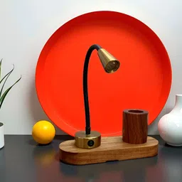 Artica Brown and Black Wooden Rectangle Shaped Table Lamp-image-86