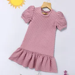 OMPAX Polka Dot Print Puff Sleeve Drop-Waist Dress-20