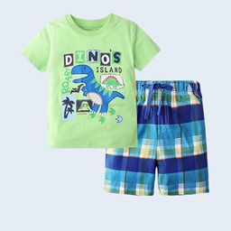 LULU & SKY Boys Printed Round Neck Pure Cotton Top with Shorts-image-87