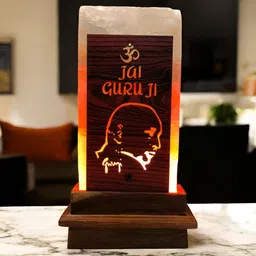 GLOBAL AROMA Tile Rock Salt Brown Wood Contemporary Rectangle Table Lamp-10