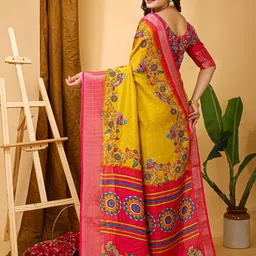 KALINI Kalamkari Zari Block Print Saree image 2