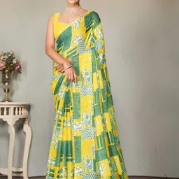 Garden Vareli Geometric Printed Pure Chiffon Saree-picture-23