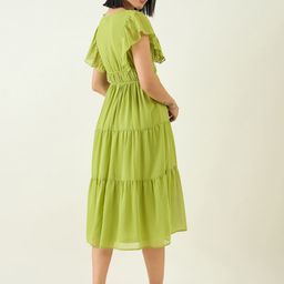 aayu Flutter Sleeve Georgette Fit & Flare Midi Dress image 5