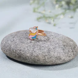 Elegante kids 925 Sterling Silver Gold-Plated Unicorn Enamelled Finger Ring-image-51