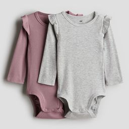 H&M Infant Boys Pack Of 2 Long Sleeved Bodysuits-image-68
