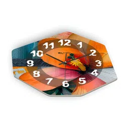 OLIVE TREE Yellow & Pink Printed Geometric Wall Clock image 4