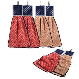 Kuber Industries Red 6 Pcs Printed Microfiber Wash Basin Napkin Towel With Hanging Loops-1
