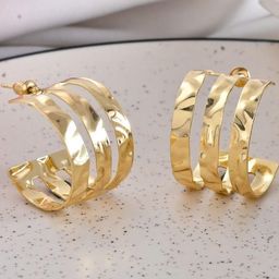 SUNBURST Contemporary Half Hoop Earrings-4