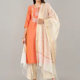 RANGMANCH BY PANTALOONS Ethnic Motifs Woven Design Dupatta with Zari-10