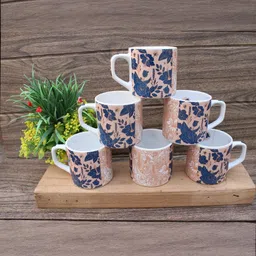 laghima jadon Multicoloured Printed Ceramic Matte Cups Set of 6-1