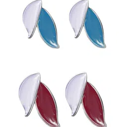 FIMBUL Set Of 2 Silver-Plated Enamelled Leaf Shaped Studs image 3