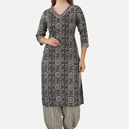 Charitra Women Floral Printed Regular Kurta with Salwar-image-61