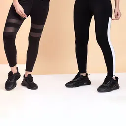 KRONMENINEN Pack Of 2 Skinny Fit High Waist 4Way Strechable Dry Fit Yoga Tights-image-62