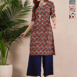 Anouk Rustic Selection Of 4 Floral Printed Round Neck Straight Kurtas-image-65