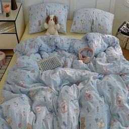 JC HOME Yellow & Blue 4 Pieces Cartoon Characters Double King Bedding Set-image-56