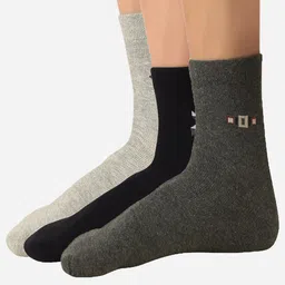 Bodycare Men Pack Of 3 Assorted Anti Bacterial Cotton Calf-Length Socks-37