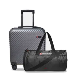SWISS MILITARY Set Of 2 Dusky Textured Hard-Sided Cabin Luggage Trolley & Duffle Bag-17