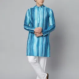 GLOBALRANG Abstract Printed Band Collar Straight Pure Cotton Kurta With Pyjamas-picture-15