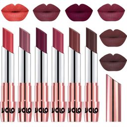 VOLO Set Of 6 Creme Matte Lipsticks 3.5 g Each -Peach-Plum-Wine-Rose Pink-Coffee-Chocolate-1