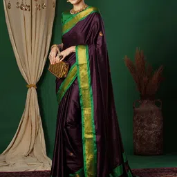 SILKWEAR Woven Design Zari Silk Cotton Banarasi Saree-41