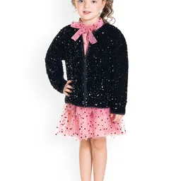 Cherry Crumble Girls Collarless Self Design Lightweight Casual Tailored Jacket-image-33