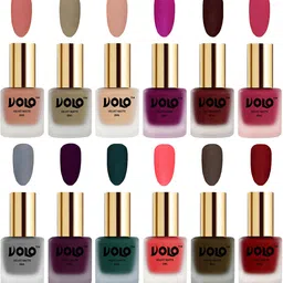 VOLO Set Of 12 Velvet Matte Nail Polish - 8 ml Each -Magenta - Light Wine - Tomato Red-18