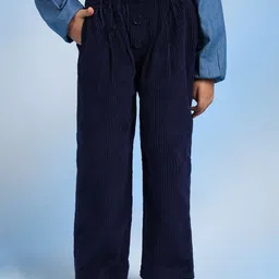 The Tribe Kids Girls Relaxed High-Rise Corduroy Pleated Trousers-image-49