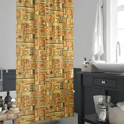 ArtzFolio Yellow & Black Abstract Printed Waterproof Shower Curtain-image-88