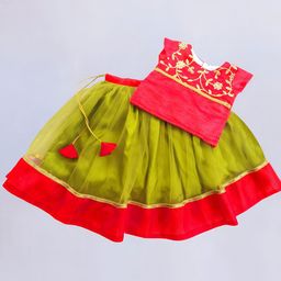 STANWELLS KIDS Girls Embroidered Ready to Wear Lehenga &-19