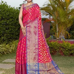 JUST FASHION Woven Design Zari Art Silk Banarasi Saree-picture-26