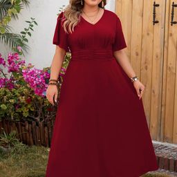 StyleCast Curve Women Solid Flared Sleeve Maxi Dress-picture-31