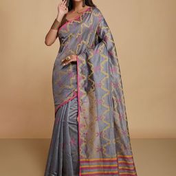 WoodenTant Woven Design Saree With Blouse Piece-image-37