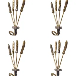 IndianShelf Gold Toned & Bronze 4 Piece Textured Aluminium Wall Hooks-picture-8