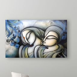 Tushaco Handicrafts Blue & Grey 1 Piece Canvas Religious Wall Paintings-image-83