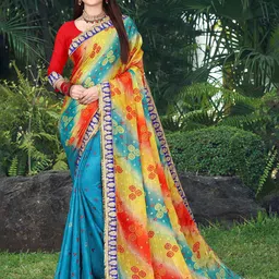 KALINI Bnadhani Printed Bandhani Saree With Blouse Piece-picture-44