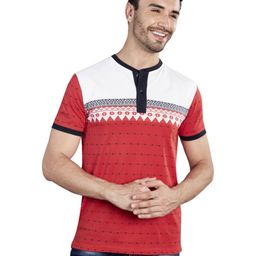 BE POSITIVE Men Striped Henley Neck T-shirt-image-36