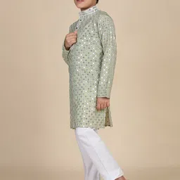 Pro-Ethic STYLE DEVELOPER Boys Embroidered Regular Sequinned Kurta with Pyjamas image 4