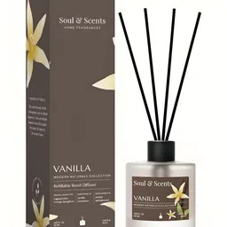 SOUL & SCENTS Brown & Black Vanilla Fragrance Reed Diffuser Set With 6 Reed Sticks - 50 ml-26