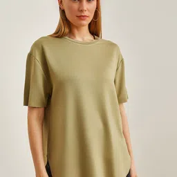 Olalook Women V-Neck Cut Outs T-shirt-image-70