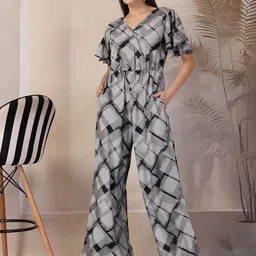 Oomph! Women Checked Basic Jumpsuit-image-11