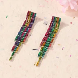 KPOP Silver-Plated Geometric Shaped Rhinestone Studded Drop Earrings-image-56