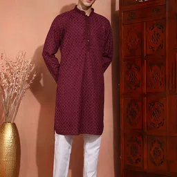 SWAGG INDIA Men Ethnic Motifs Embroidered Sequinned Kurta-48