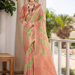 Anouk Rustic Geometric Woven Design Chanderi Saree with Blouse Piece-picture-0