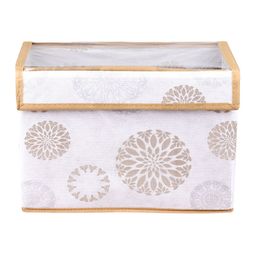 Kuber Industries White & Grey Printed Foldable Drawer Organiser Transparent Lid image 5