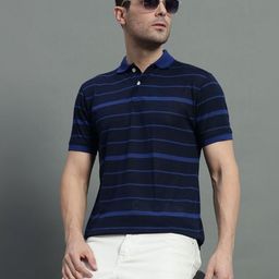 GET GOLF Men Striped Polo Collar Cotton T-shirt-image-96