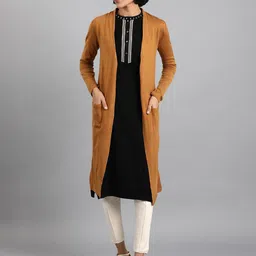 W Women Polyester PU Coated Longline Cardigan-picture-48